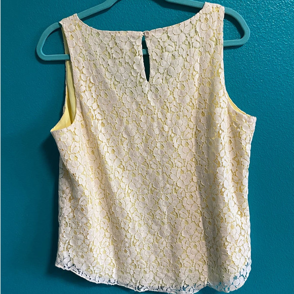 Cynthia Rowley Yellow and White Lace Tank Top Women's Large - Picture 5 of 7